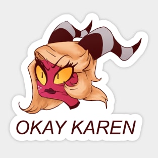 Okay Karen - Moxie in Drag - Helluva Boss Moxxie Imp Karen pink Sticker